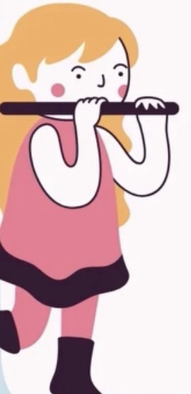 Ilustración de una nena tocando la flauta